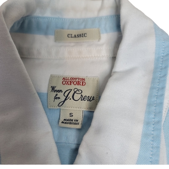 💎JCrew Classic Blue White Striped Button Down Men's Shirt Sz S - Picture 3 of 6